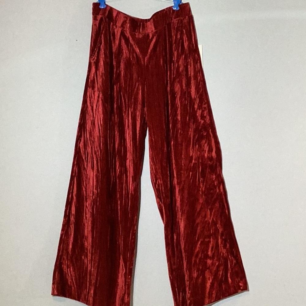 a new day NEW crushed velvetwide leg pants with pockets, elastic waist